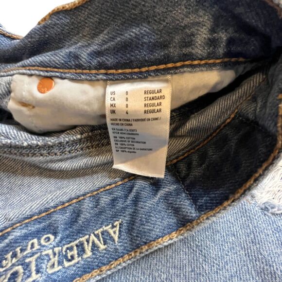 American Eagle Jean Shorts Junior 0  Blue High Rise Distressed Cotton (Sz0 W26) - Picture 14 of 14